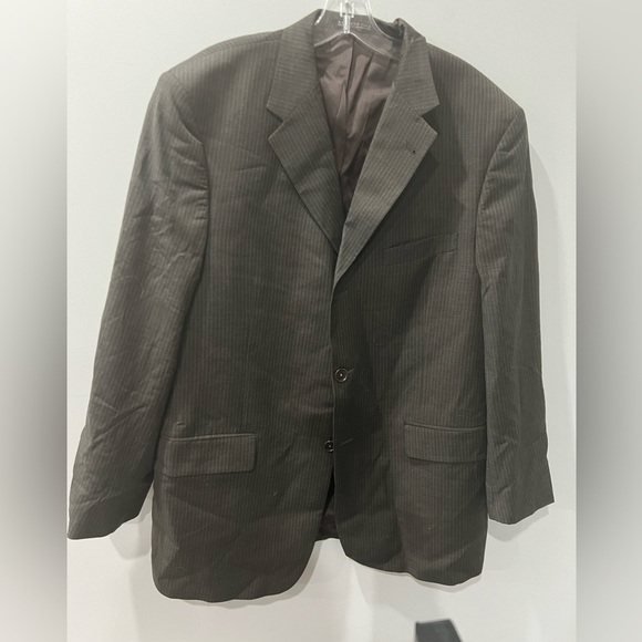 Kenneth Cole grey striped pants suit coat and pants size 44R - Picture 1 of 11